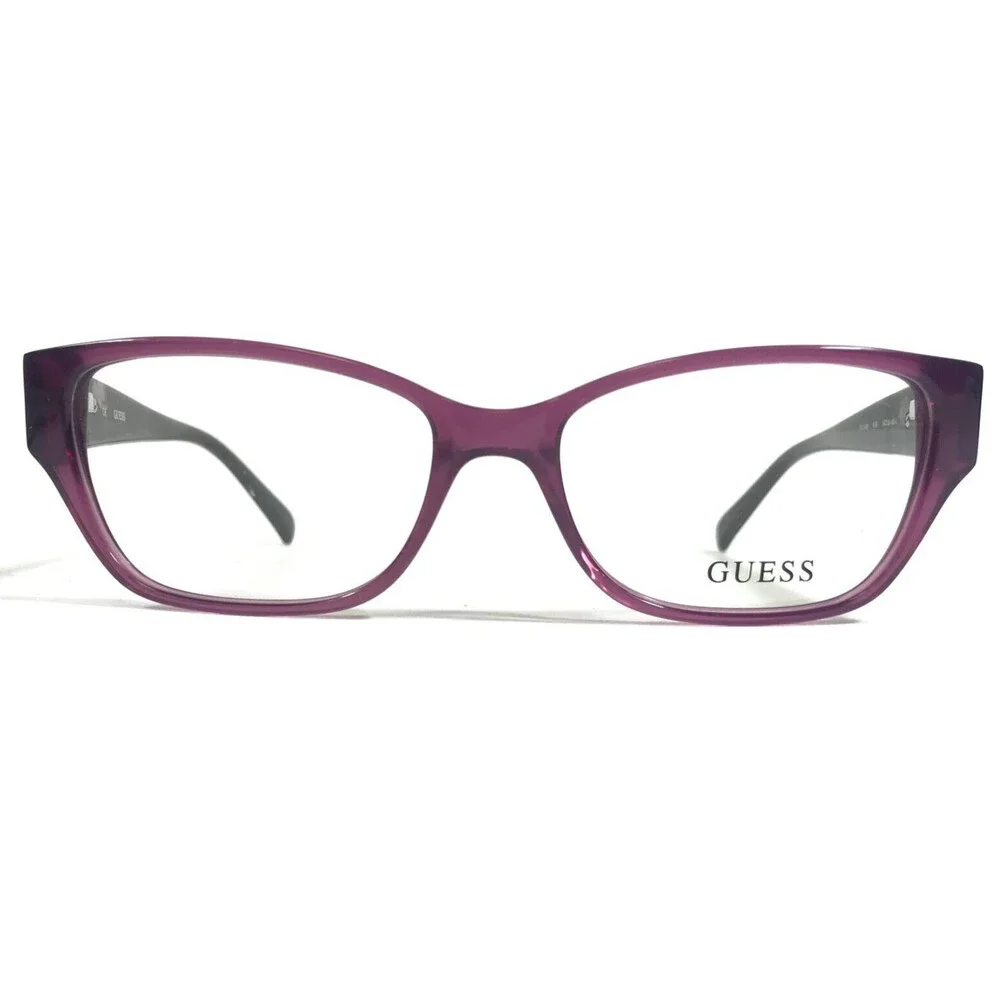 Guess Eyeglasses Frames GU2408 PUR Black Clear Purple Cat Eye 54-16-140